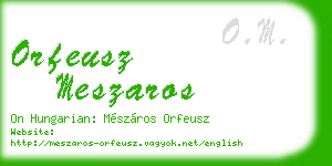 orfeusz meszaros business card